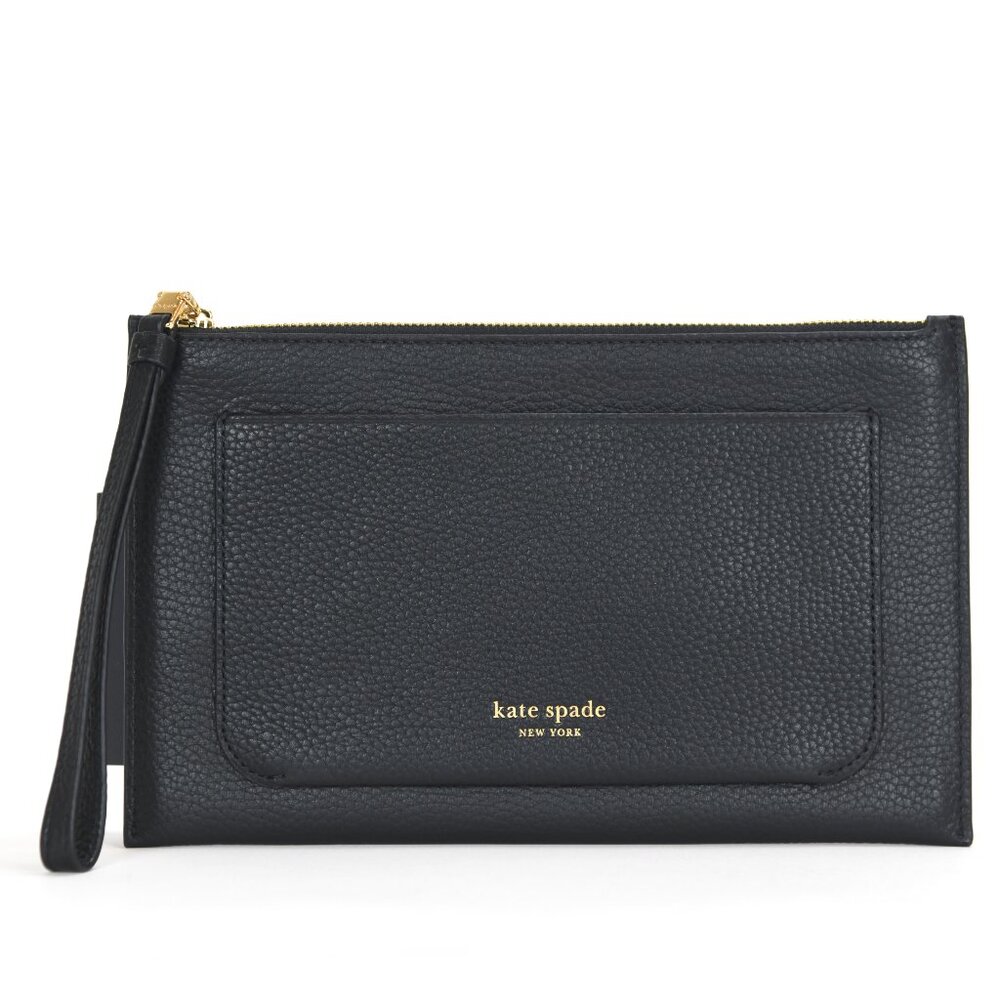 Kate Spade New York Ava Pebbled Leather Small Wristlet, Black